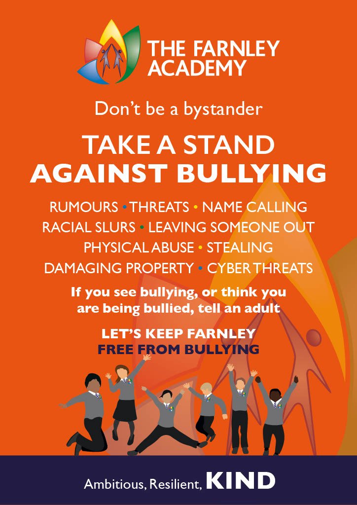 A poster titled “take a stand against bullying“