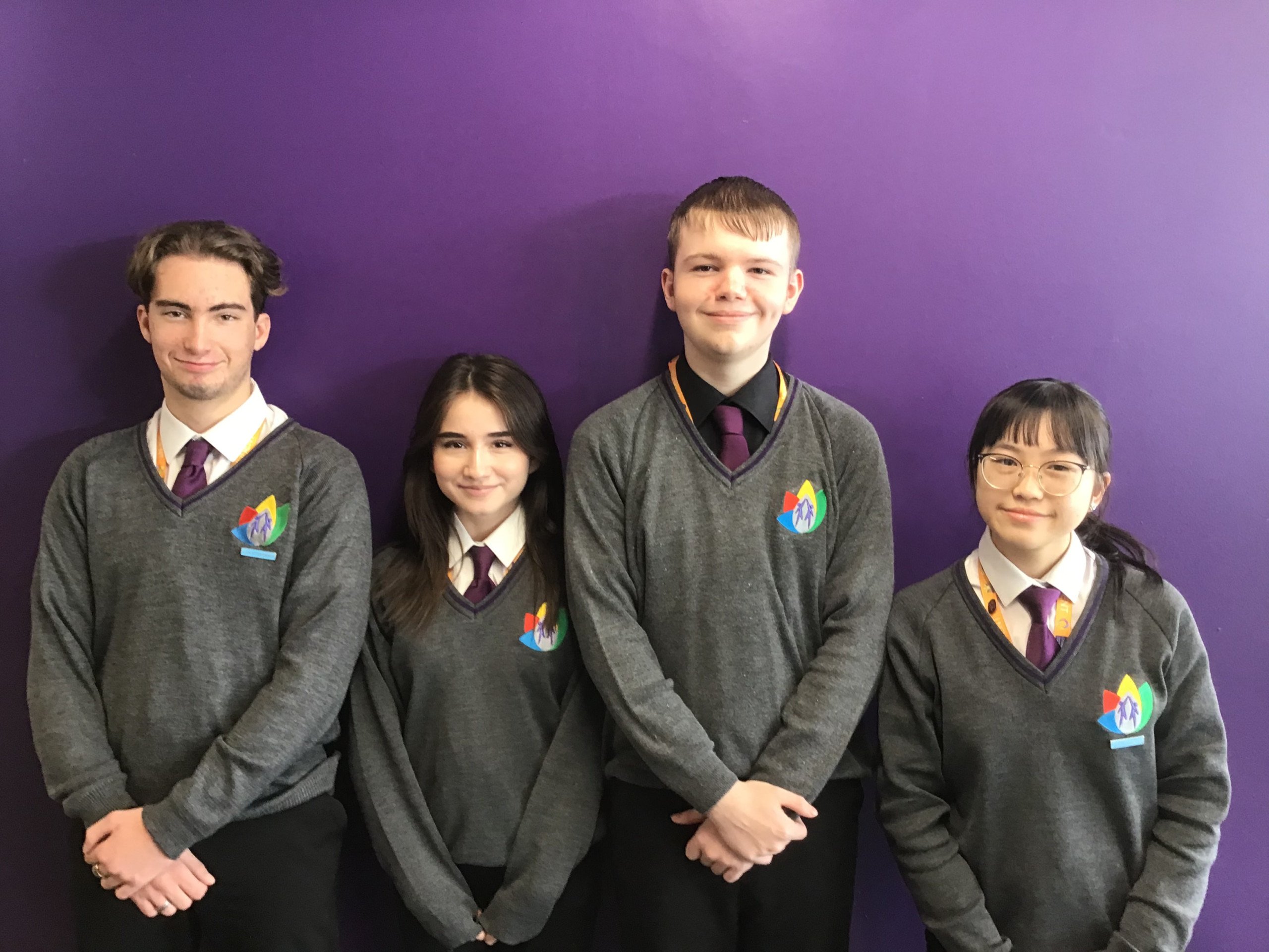A group photo of Heads of School: Akira and Charlie. And Deputy Heads of School: Josh and Chrissie